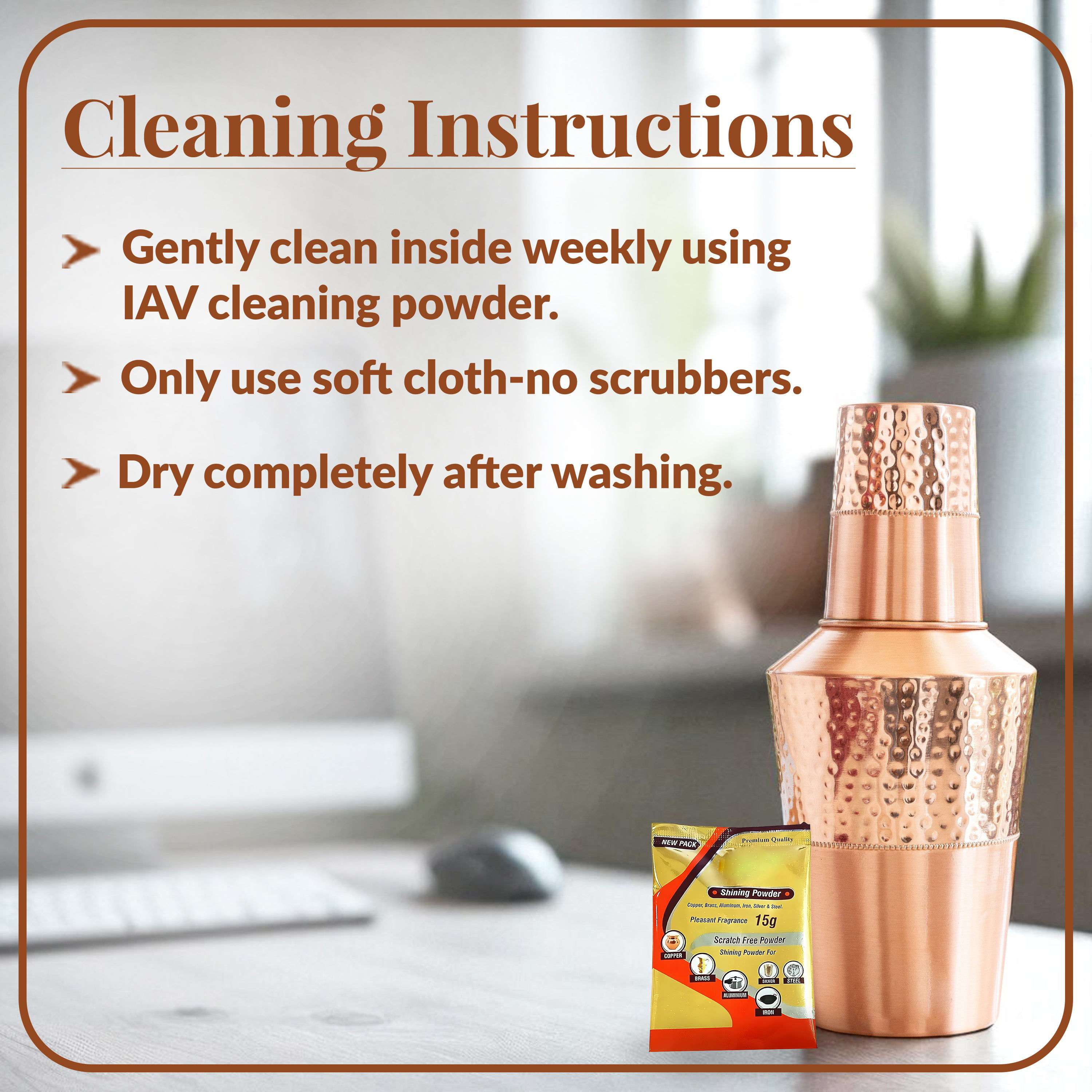 Pure copper matt & hammered jar 1250ml with glass & leak proof cap - 1250 ML